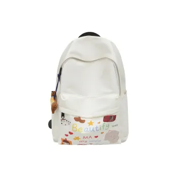 Huangmu Nylon Backpack Regular Women's White Girl/White Puppy