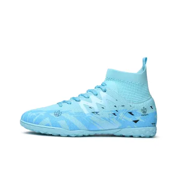 QIUTEXIONG Soccer Shoes Unisex High Top Aqua/Black/White