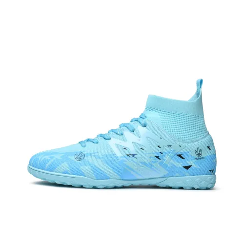 QIUTEXIONG Soccer Shoes Unisex High Top Aqua/Black/White