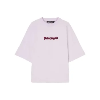 PALM ANGELS Logo Embroidered Drop Shoulder T Shirt
