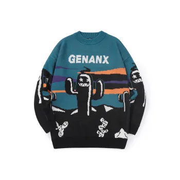 Loose Fit Sweater Unisex Black Blue