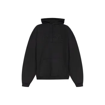 Vetements Drawstring Logo Embossed Hoodie