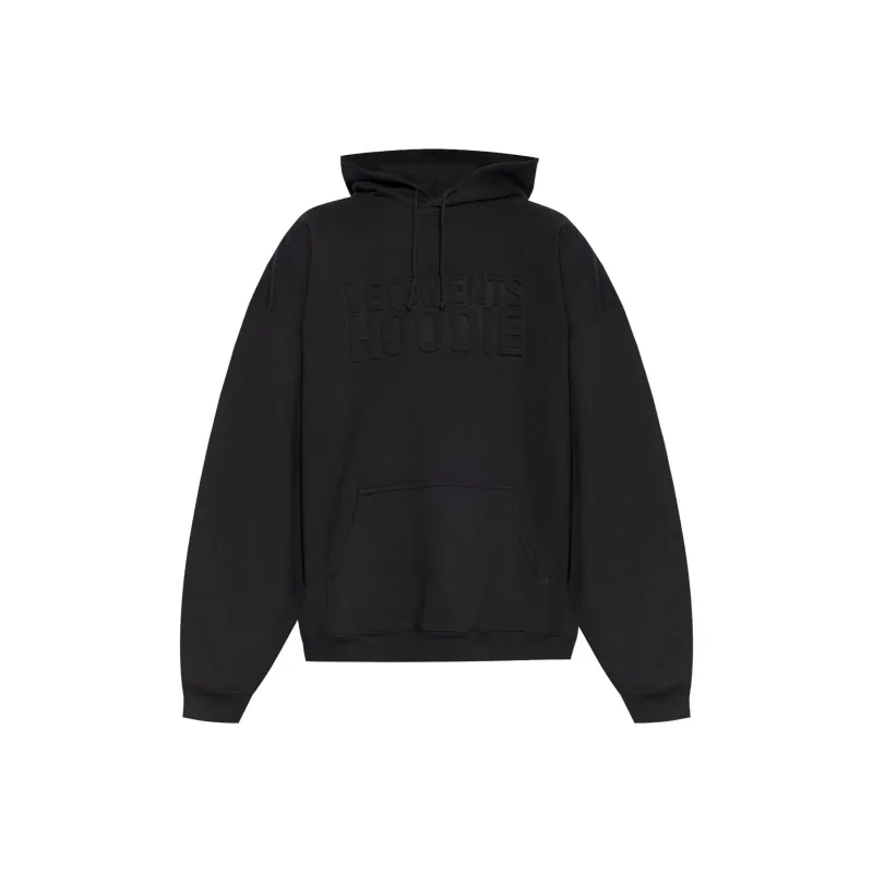 Vetements Drawstring Logo Embossed Hoodie-0