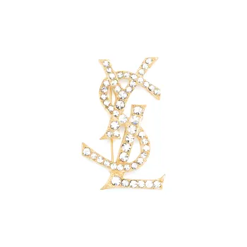 SAINT LAURENT Ysl Rhinestone embellished Brooch