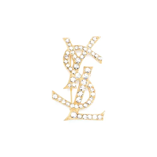 SAINT LAURENT Ysl Rhinestone embellished Brooch