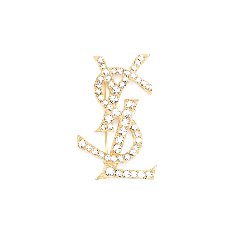 SAINT LAURENT Ysl Rhinestone embellished Brooch-0