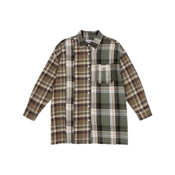 KILLWINNER Patchwork Plaid Unisex Shirt