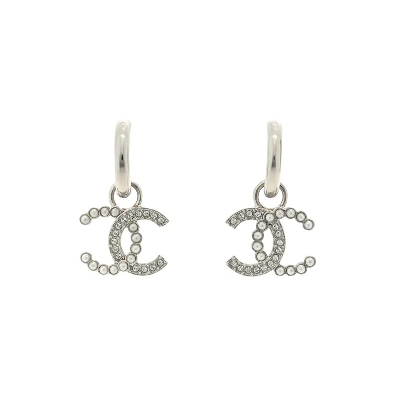 CHANEL Crystal, Metal Earrings Women's Silver-0