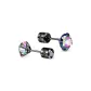 Black Colored Zircon-Iridescent Star Stud Earrings (4MM)