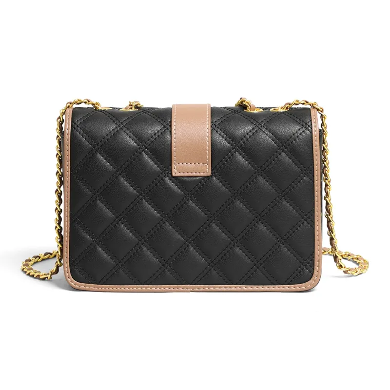 PT'SON Cow Leather Small Square Bag, Underarm Crossbody Bag, Shoulder Bag Regular Women's Ecru/Black-14