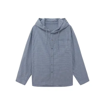 NANS STUDIO Shirt Men's Gray Blue Plaid