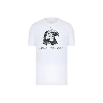 ARMANI EXCHANGE Logo Print Crew Neck Short Sleeved T Shirt T Shirt Men's White