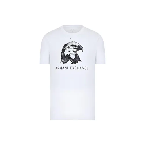 ARMANI EXCHANGE Logo Print Crew Neck Short Sleeved T Shirt T Shirt Men's White