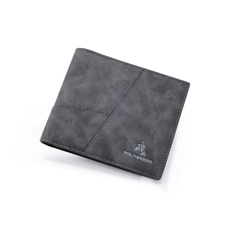 POLOMEISDO Synthetic Leather Premium Brand Fashion Cropped Wallet Men's Gradient Gray-2