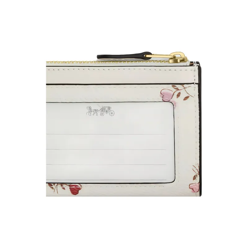 COACH Skinny Id Case Coated Canvas Card Holder Mini Women's Gold & Chalk Multicolor-4