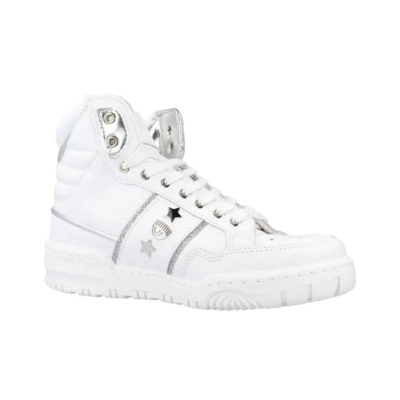 CHIARA FERRAGNI Beyaz High Top Skateboard Shoes Women's White-2
