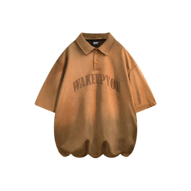 WKPY Suede Lapel Short Sleeved Polo Shirt Unisex-2