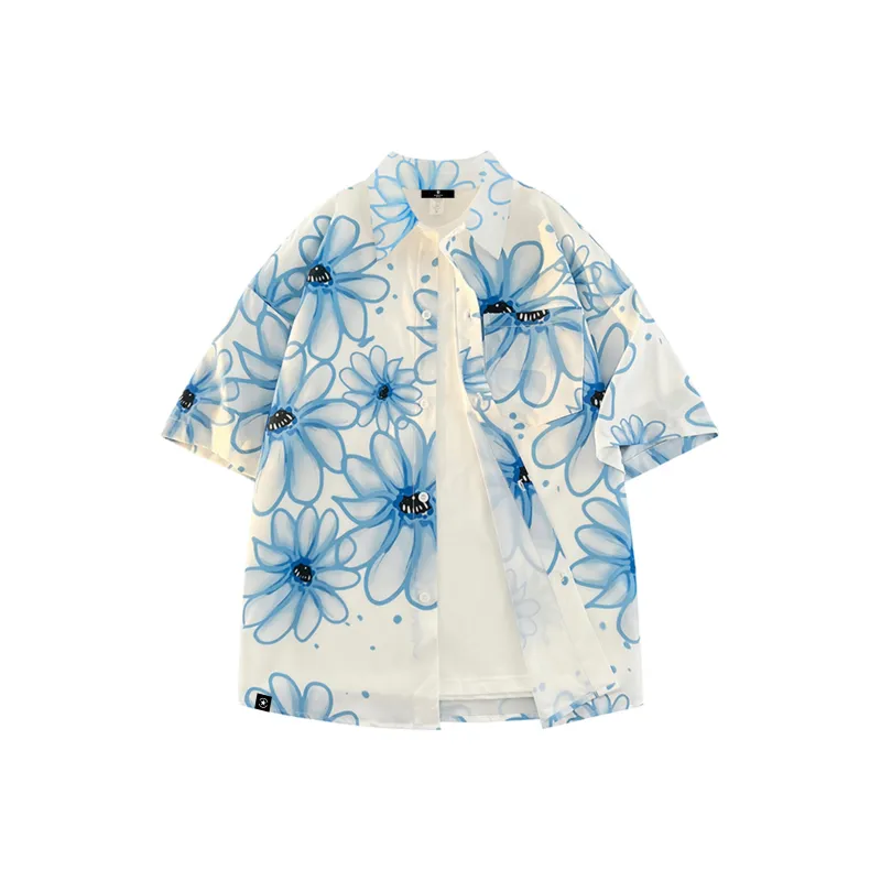 ROBINHOOD Shirt Unisex Ink Blue Daisy Comes With Brand T Shirt-7