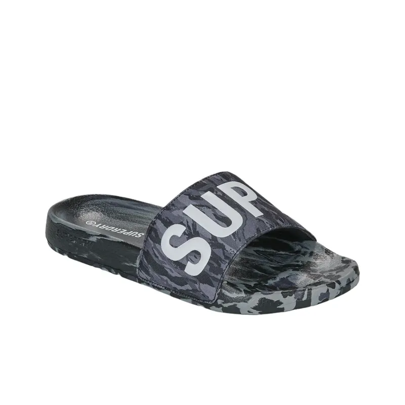 SUPERDRY Abrasion Resistant Slide Slippers Men's Black Gray-1