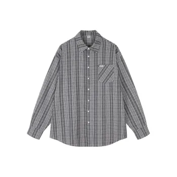 MATCHA STORY College Series Shirt Unisex Gray Plaid