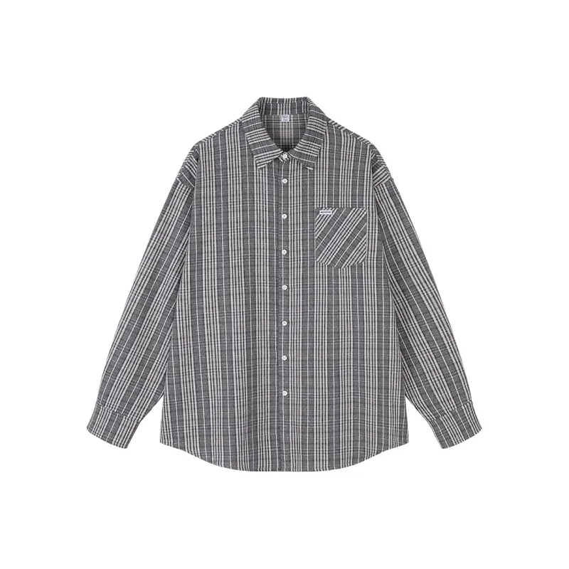 MATCHA STORY College Series Shirt Unisex Gray Plaid-0