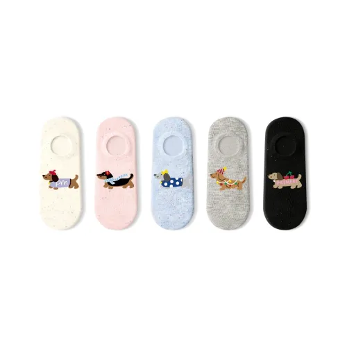 Primeet No Show Socks Women's 5 Pack Dachshund Gogo