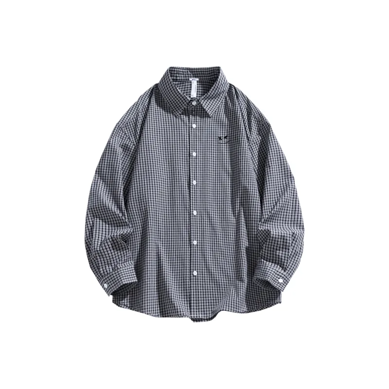 Warrior Huichao Riding The Wind Collection Shirt Unisex Black White Plaid-0