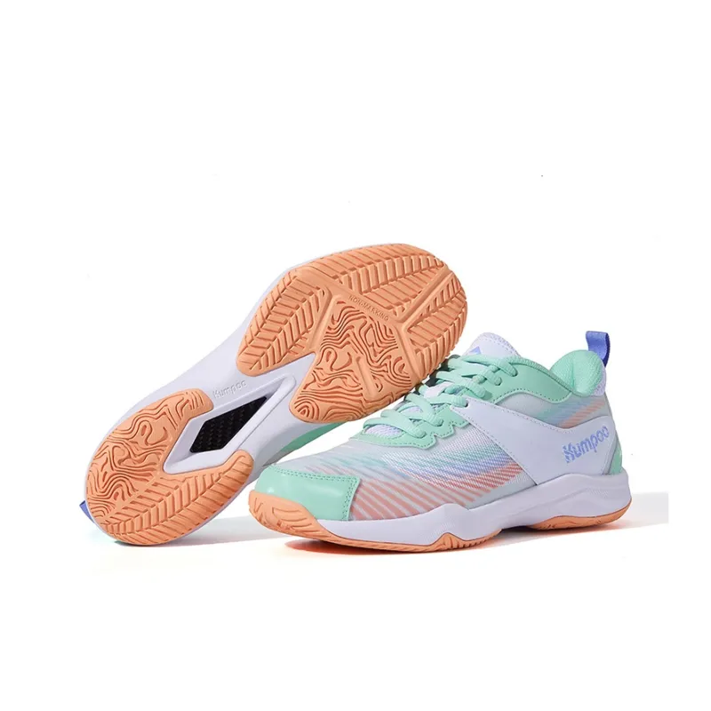 KUMPOO Cushioning, Breathable, Supportive Low Top Badminton Shoes Unisex White Green Orange-2