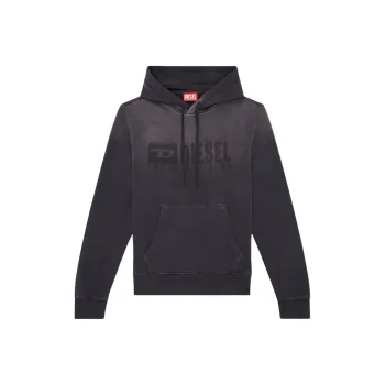 DIESEL S Ginn Hood K44 Denim Division Logo Printed Faded Hoodie
