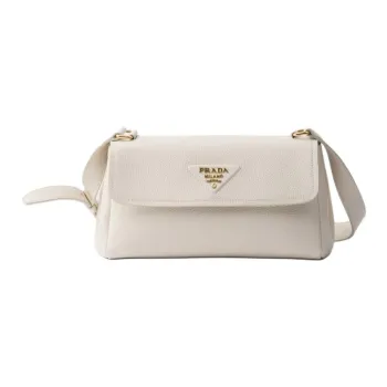 PRADA Calfskin Shoulder Bag Small Size Women's White
