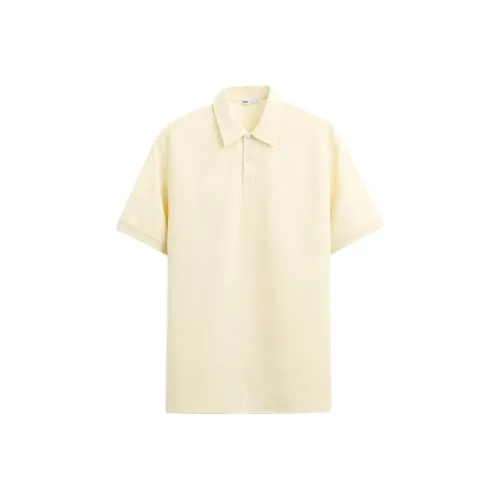 ZARA Polo Shirt Men's Light Yellow