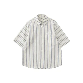 COMMON SCENTS Shirts Unisex White Base Blue Stripes