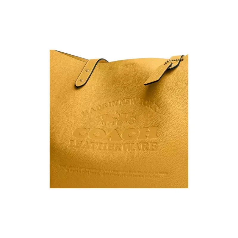 COACH Pebbled Leather Tote Bag, Shopping Bag, Handbag, Shoulder Bag Women's Yellow-3
