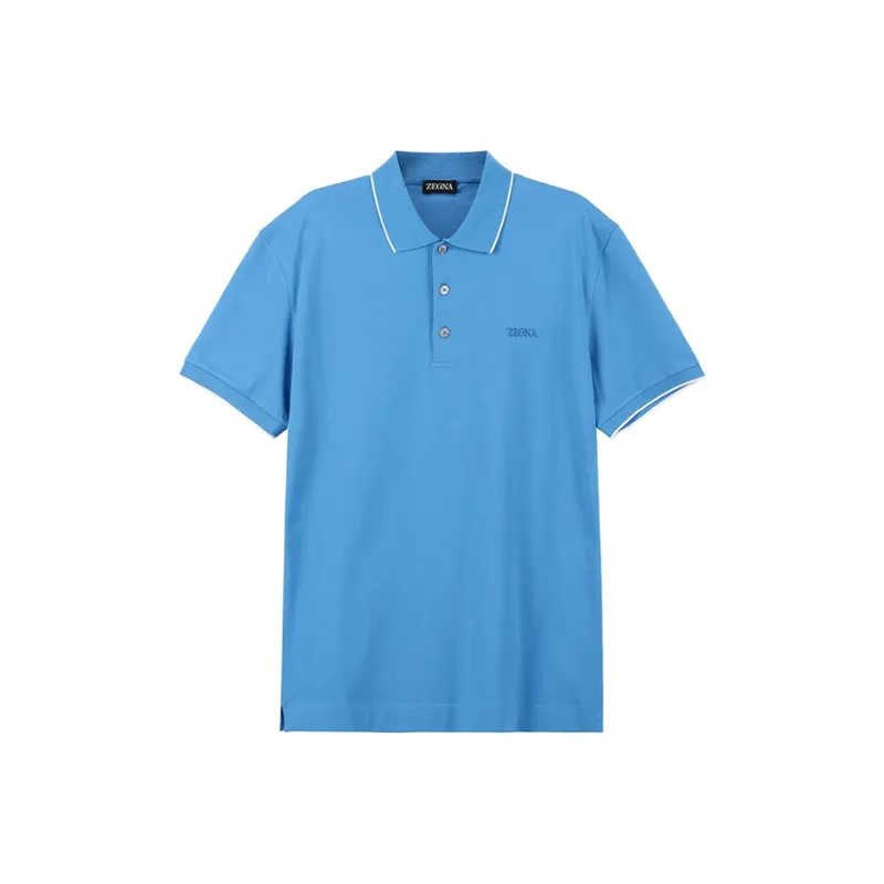 Zegna SS24 Polo Shirt Men's Bright Blue-0