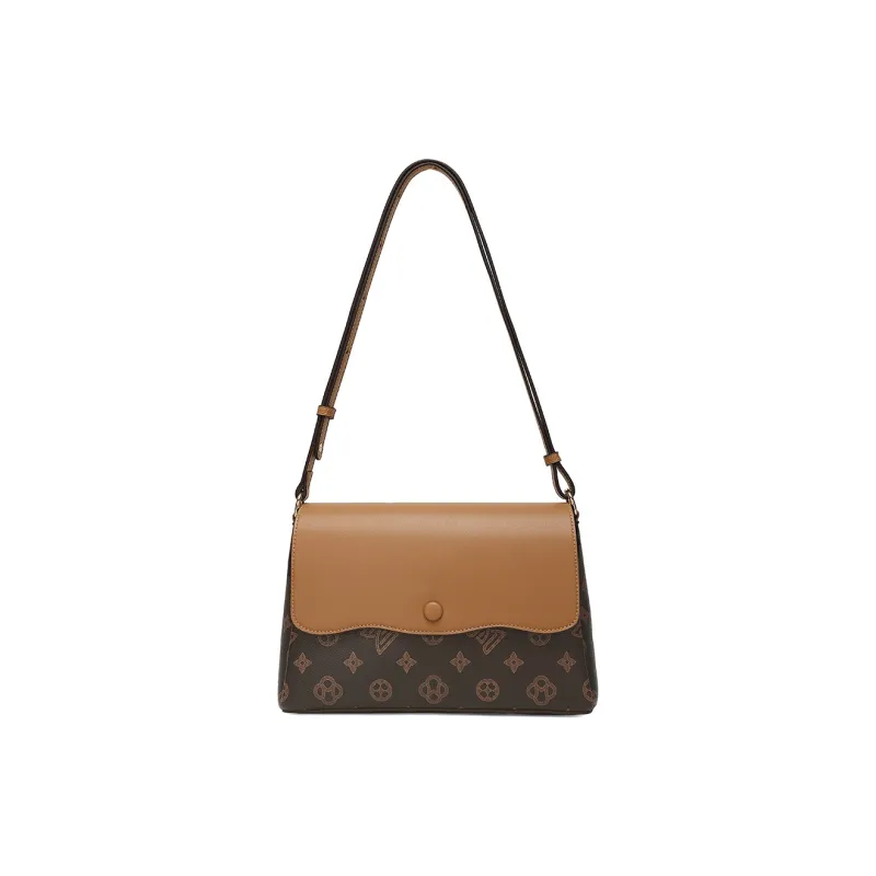MEXICAN Polyurethane Crossbody Bag Regular Women's Dark Brown/Ecru-0