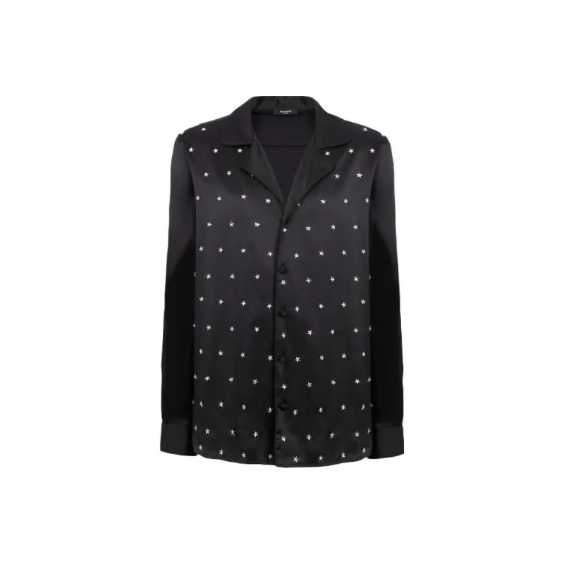 BALMAIN Stars embroidered Silk Shirt-0
