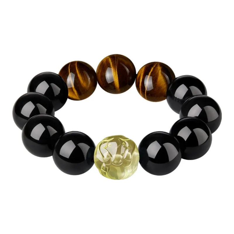 Moonstone Edge Natural Obsidian Bracelets Men's-12