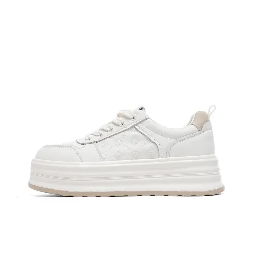 EBLAN Slip Resistant Low Top Skateboard Shoes Women's Beige Apricot