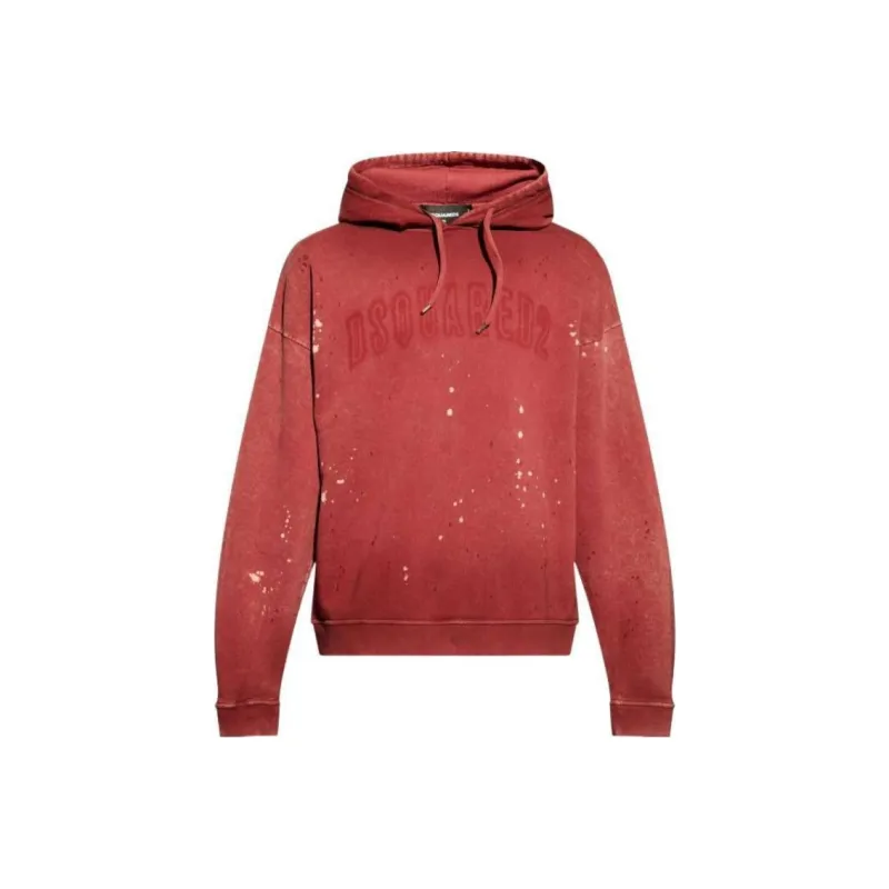 DSQUARED 2 Paint Splatter Detailed Drawstring Hoodie-0
