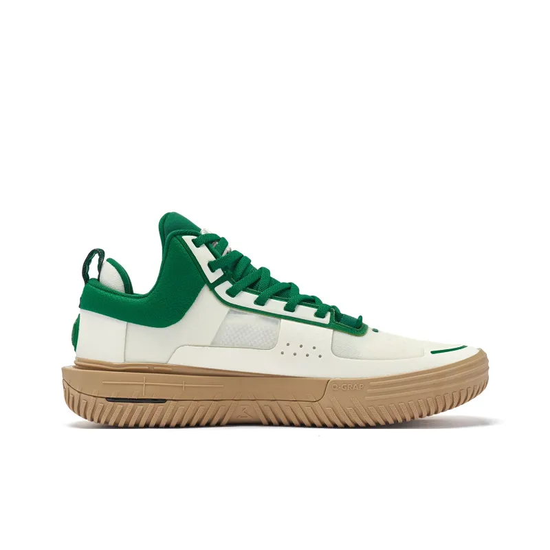 QIAODAN Cushioning Coverage Rebound Grip Breathable Low Top Basketball Shoes Men's White Green-1