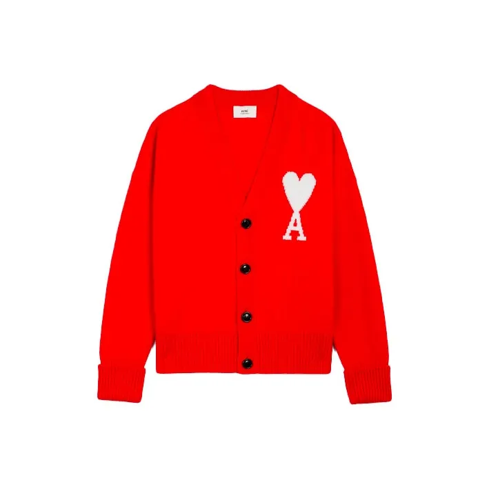 Ami Paris Ami De Coeur Merino Wool Oversize Cardigan-0