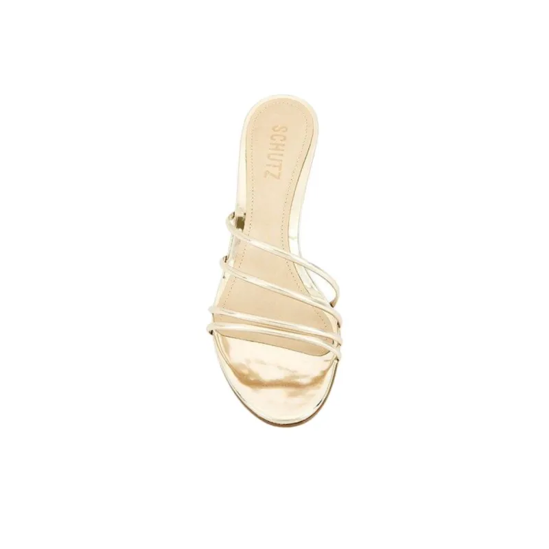 Schutz Quiet Slide Slippers 7.5cm Women's Gold-5