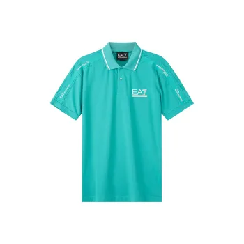 EMPORIO ARMANI EA7 SS24 Polo Shirt Men's Turquoise Color