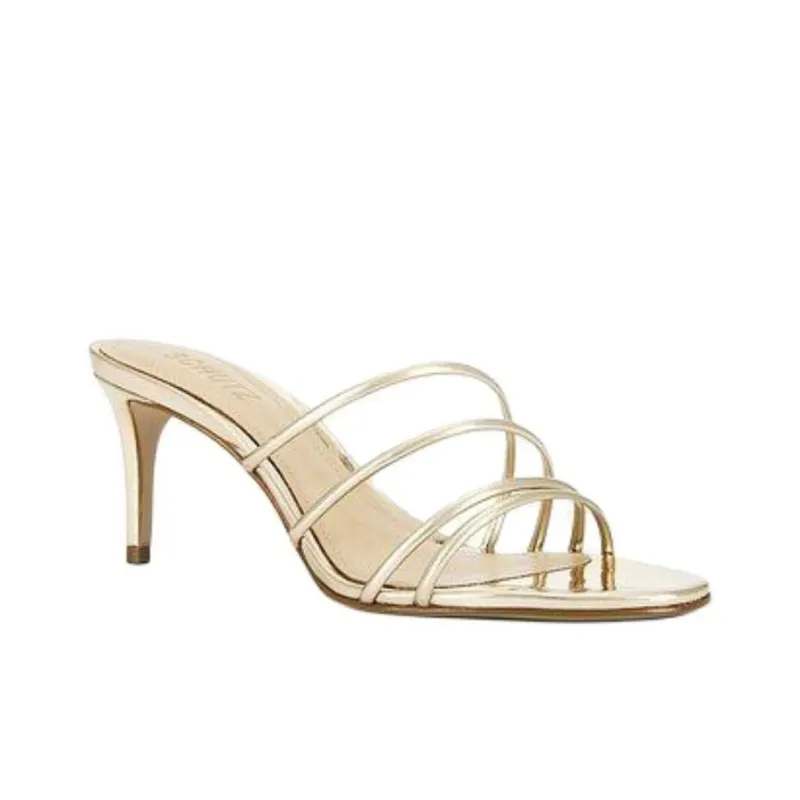 Schutz Quiet Slide Slippers 7.5cm Women's Gold-3