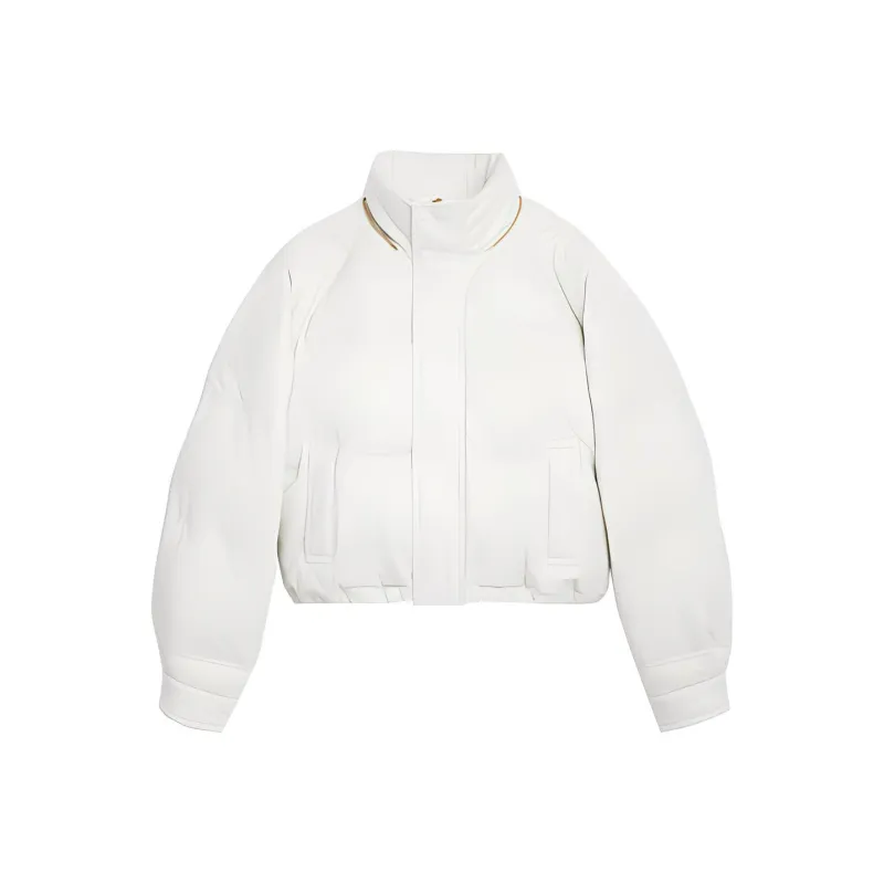CELINE FW21 Solid Color Detachable Hood Loose Fit Cropped Puffer Jacket Women's White-2