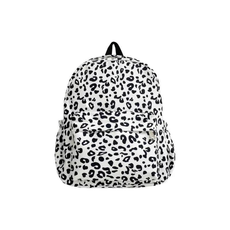 HCXK Composite Cloth Backpack Women's Black Leopard Print/Pink Leopard Print-0