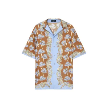 VERSACE Poppies Foulard Silk Shirt
