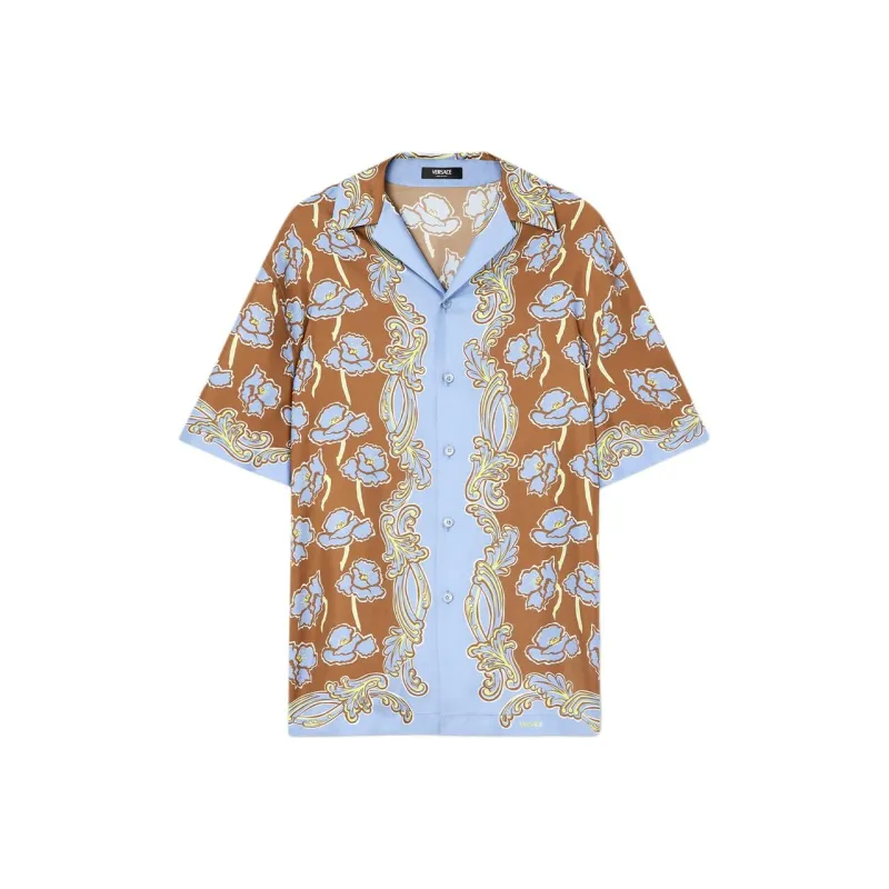 VERSACE Poppies Foulard Silk Shirt-0