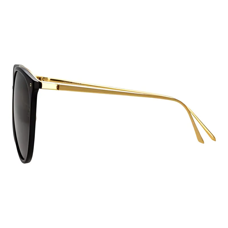 Linda Farrow Titanium Acetate Titanium Round Sunglasses Unisex Black-1