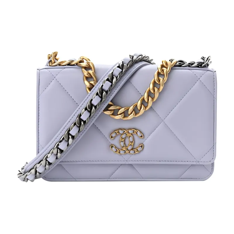 CHANEL 19Bag Sheepskin Handbag, Shoulder Bag, Crossbody Bag Women's Lavender-0